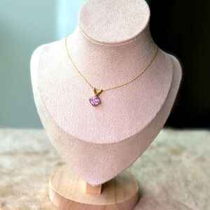 Princess kunzite pendant s925 18k gold pendant necklace